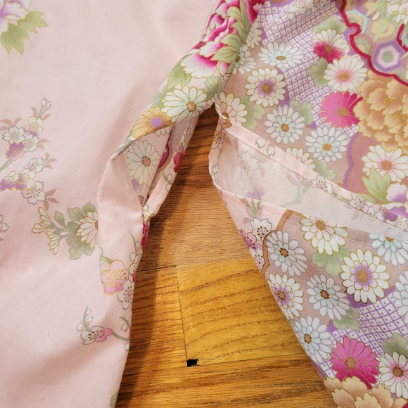 Sakurai Shoji Floral Pink Kimono Robe One Size With Belt 100% Cotton - Picture 15 of 16